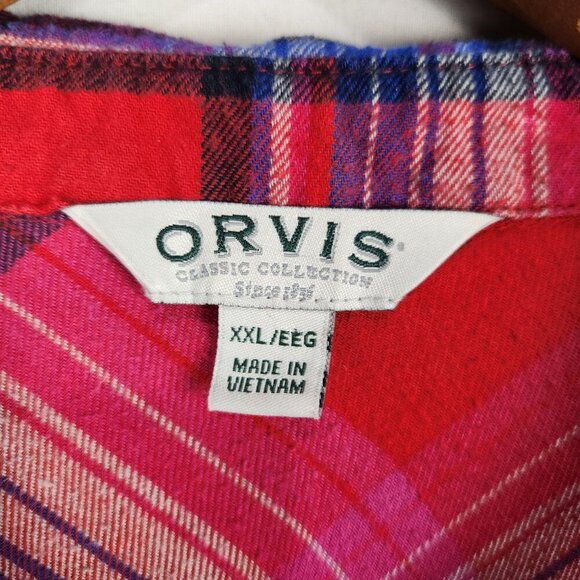 Orvis Classic Collection Flannel Shirt Women’s XXL Red Pink Plaid Button Up 2X - Picture 5 of 6